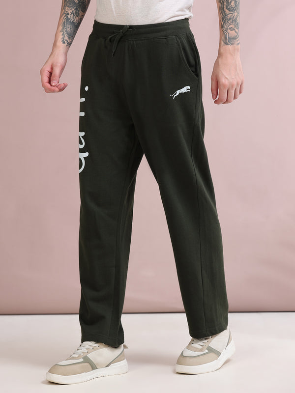 ARDEUR ZEAL IN YOU Men's Relaxed Fit Self Design Track Pants - Olive