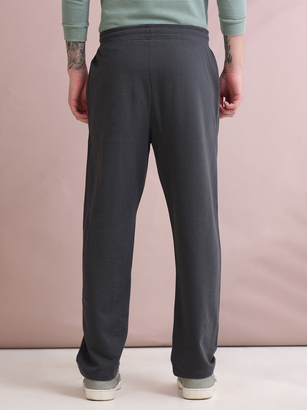 ARDEUR ZEAL IN YOU Men's Relaxed Fit Self Design Track Pants - Steel Grey