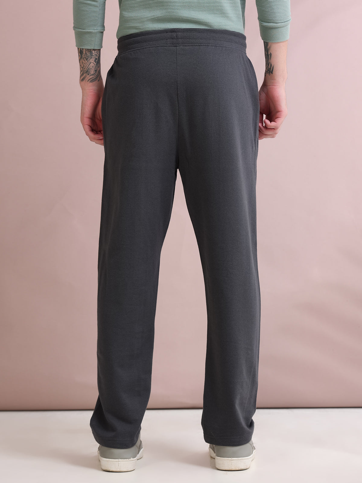 ARDEUR ZEAL IN YOU Men's Relaxed Fit Self Design Track Pants - Steel Grey