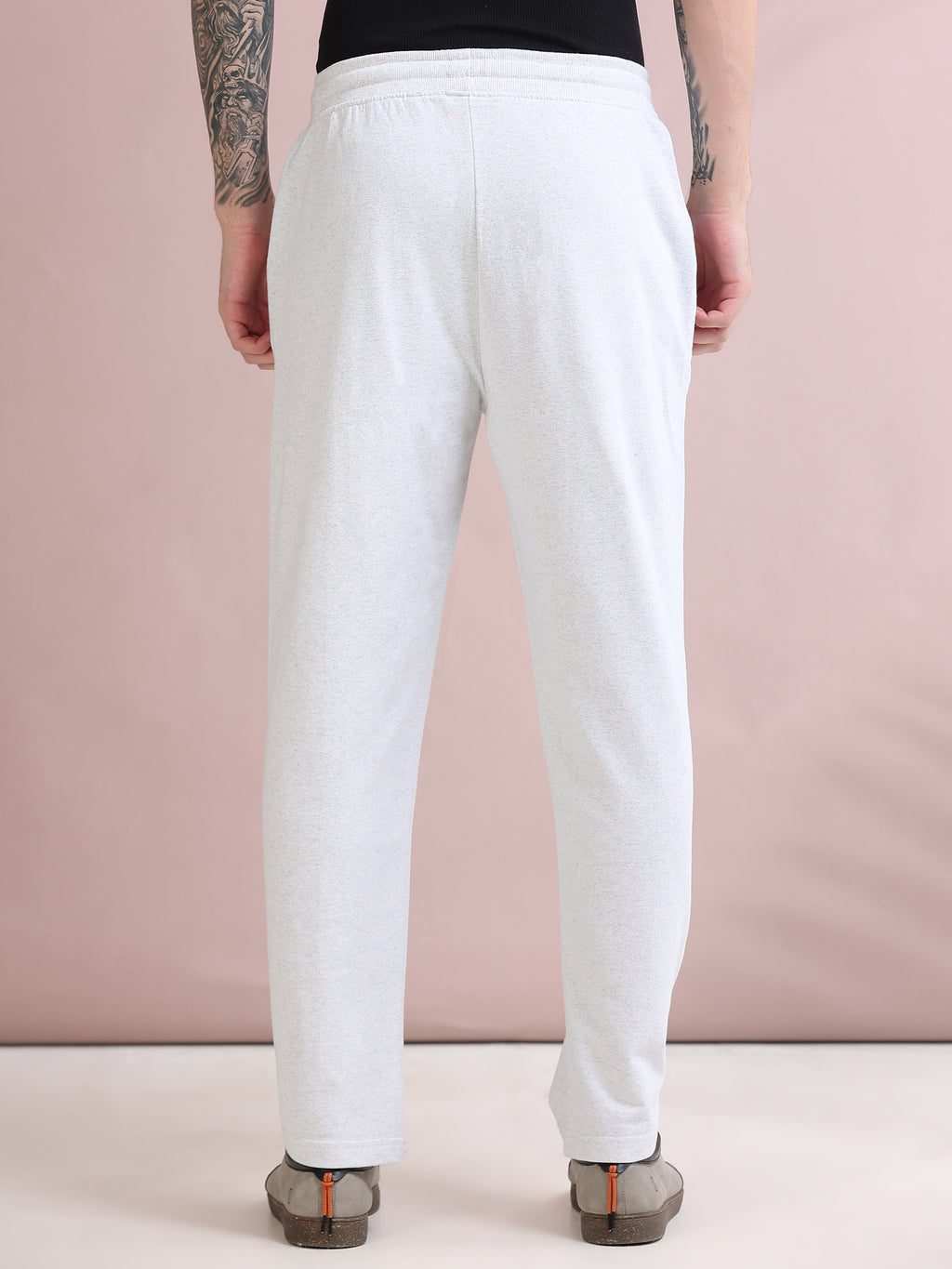 ARDEUR ZEAL IN YOU Men's Relaxed Fit Self Design Track Pants - White Melange