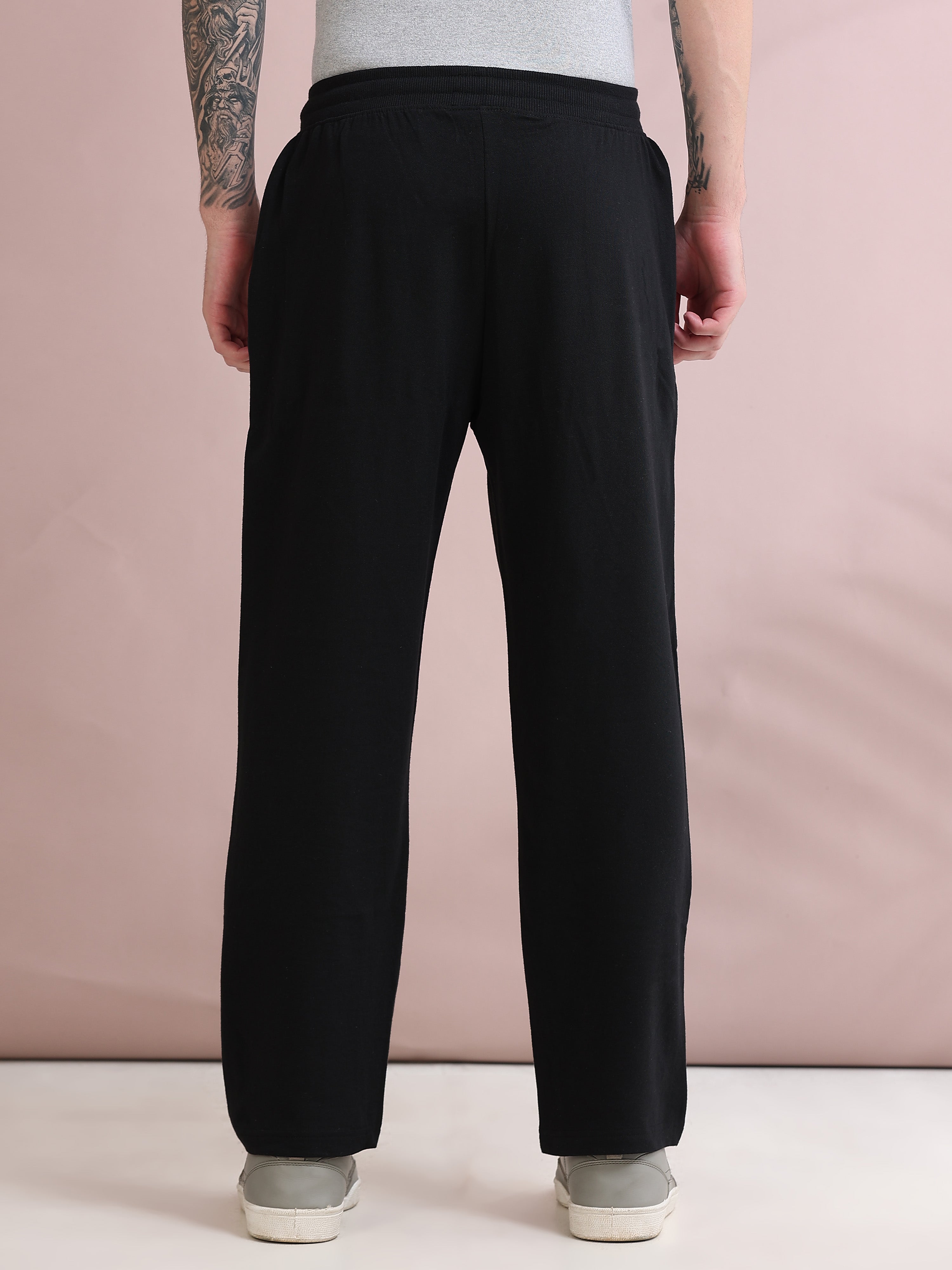 ARDEUR ZEAL IN YOU Men's Relaxed Fit Printed Cotton Blended Track Pants - Black