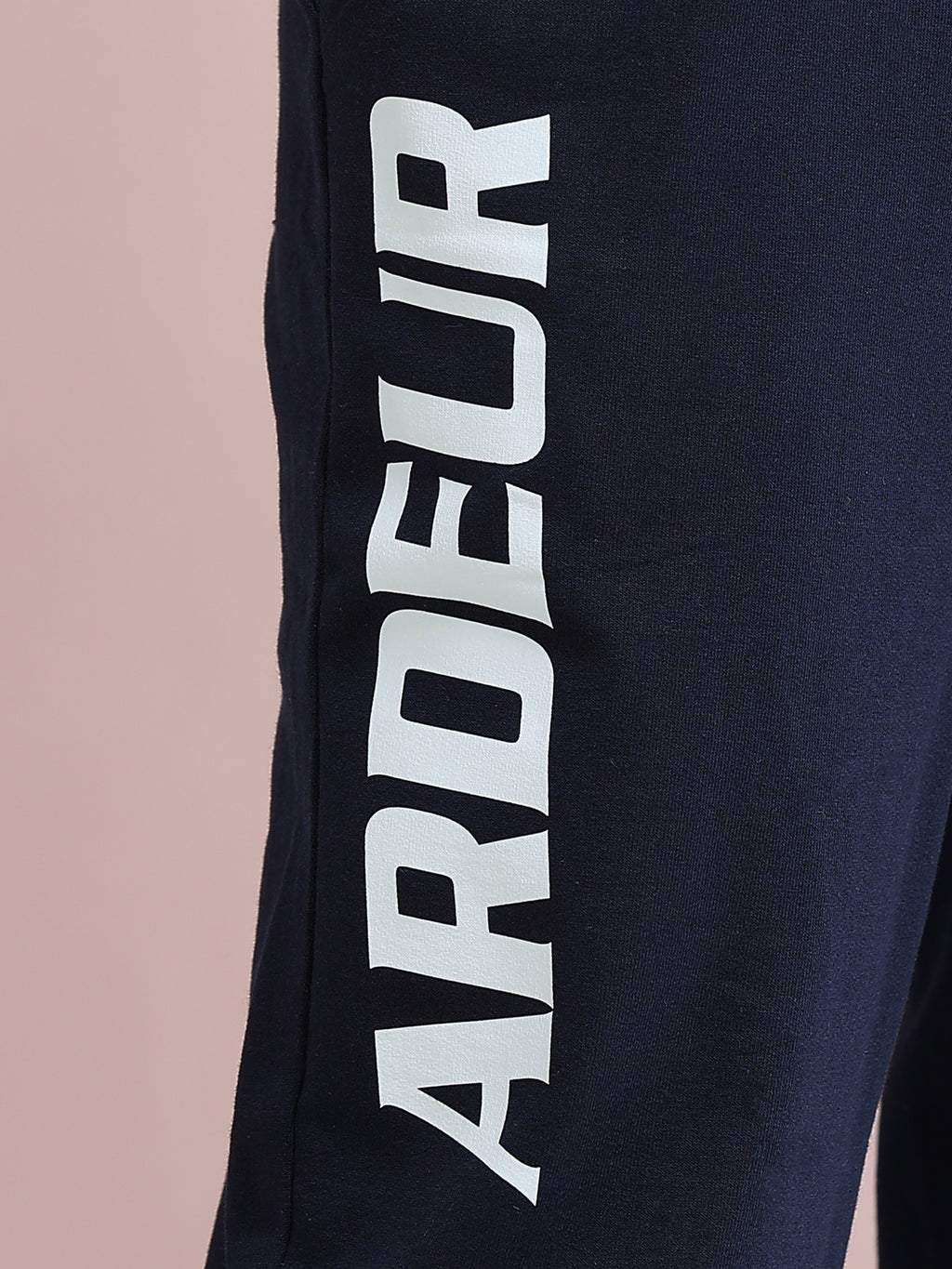 ARDEUR ZEAL IN YOU Men's Relaxed Fit Printed Cotton Blended Track Pants - Navy