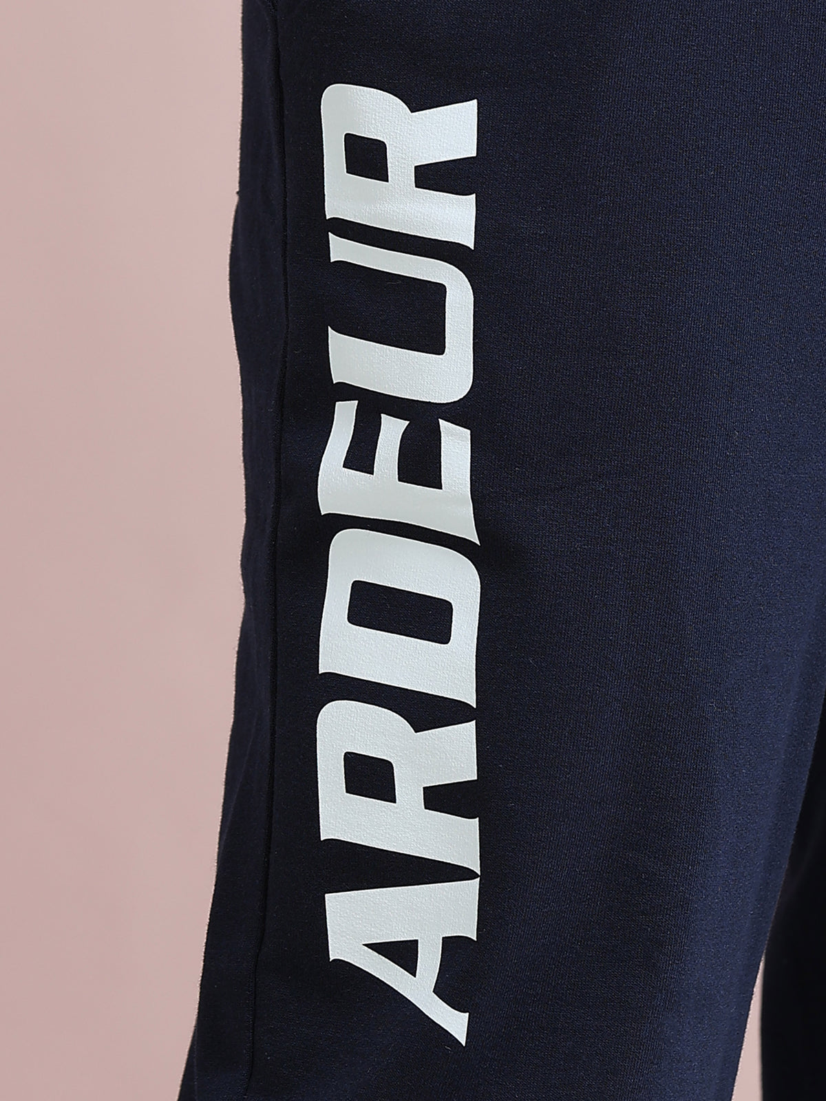 ARDEUR ZEAL IN YOU Men's Relaxed Fit Printed Cotton Blended Track Pants - Navy