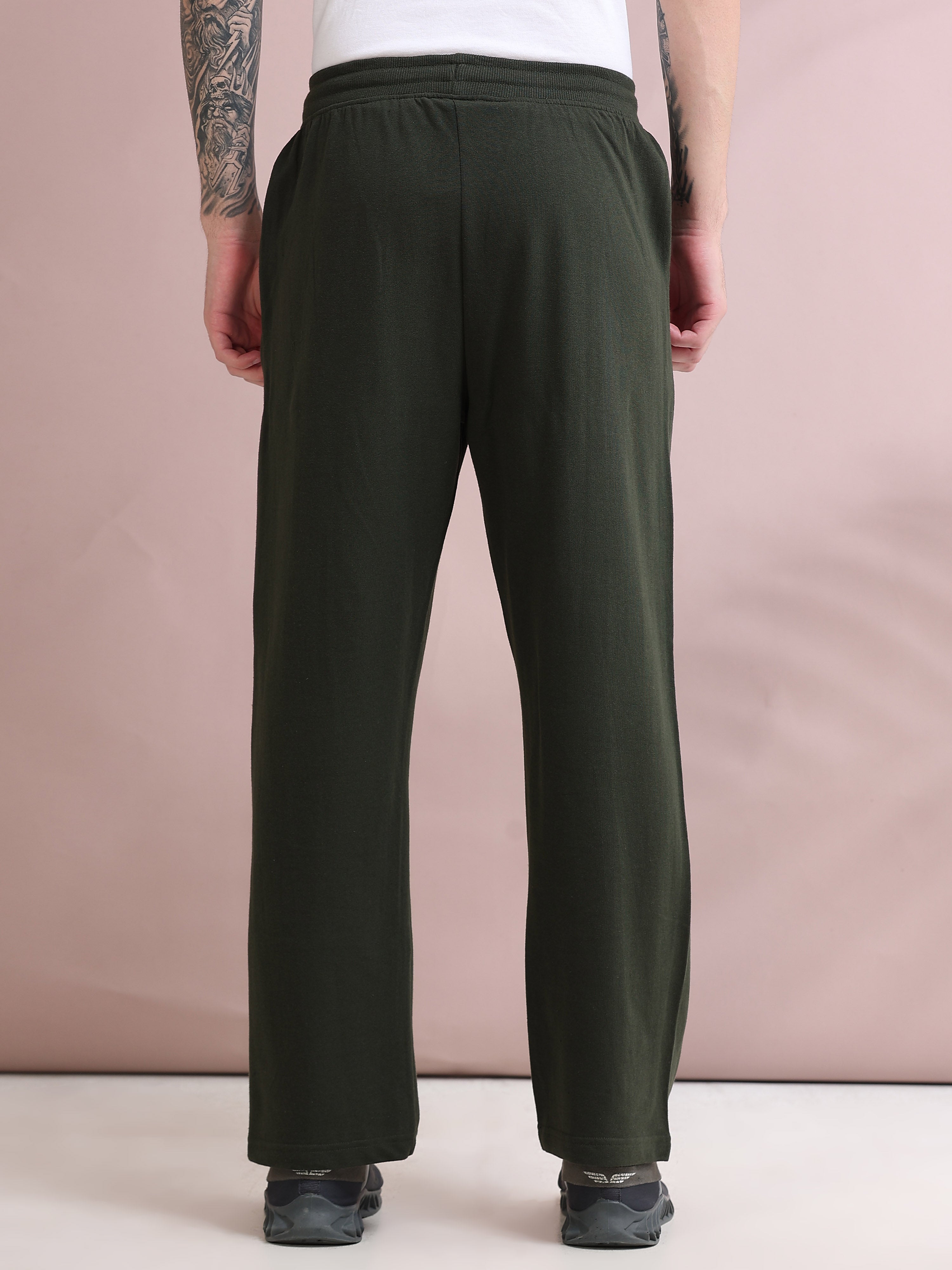 ARDEUR ZEAL IN YOU Men's Relaxed Fit Printed Cotton Blended Track Pants - Olive
