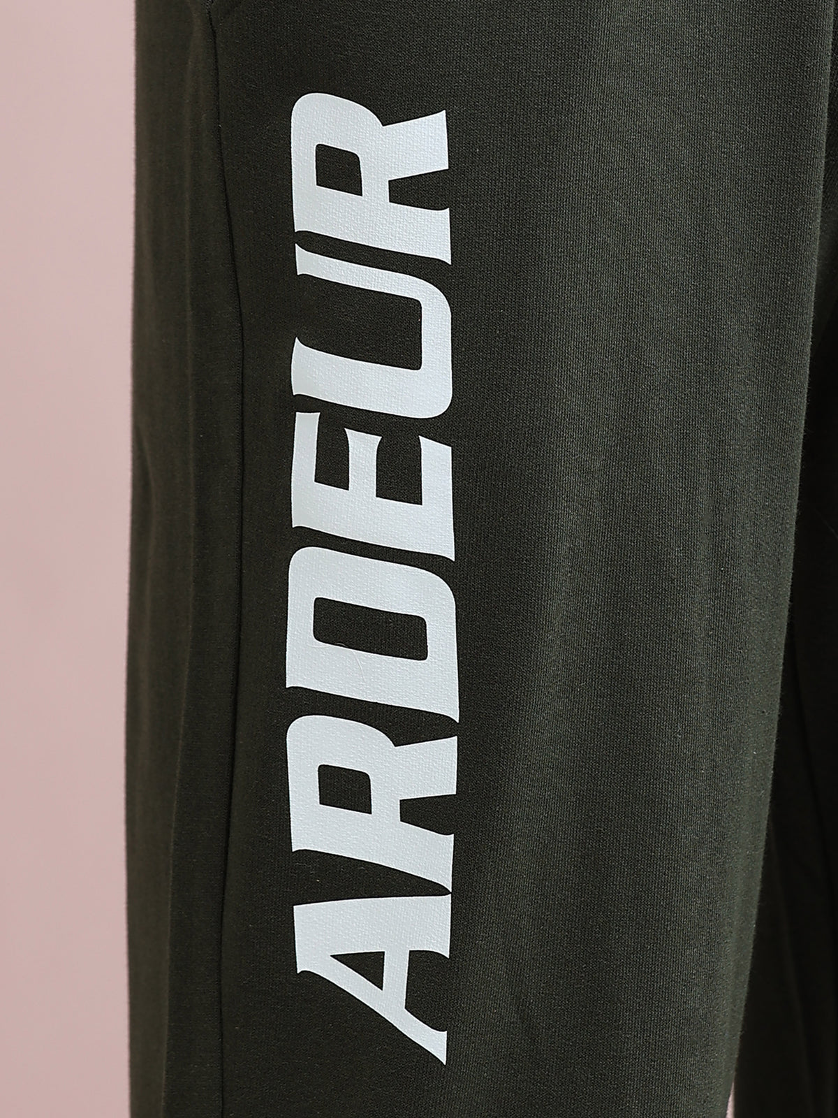 ARDEUR ZEAL IN YOU Men's Relaxed Fit Printed Cotton Blended Track Pants - Olive