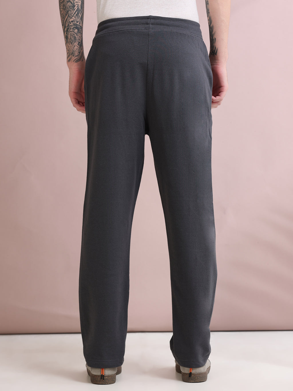ARDEUR ZEAL IN YOU Men's Relaxed Fit Printed Cotton Blended Track Pants - Steel Grey
