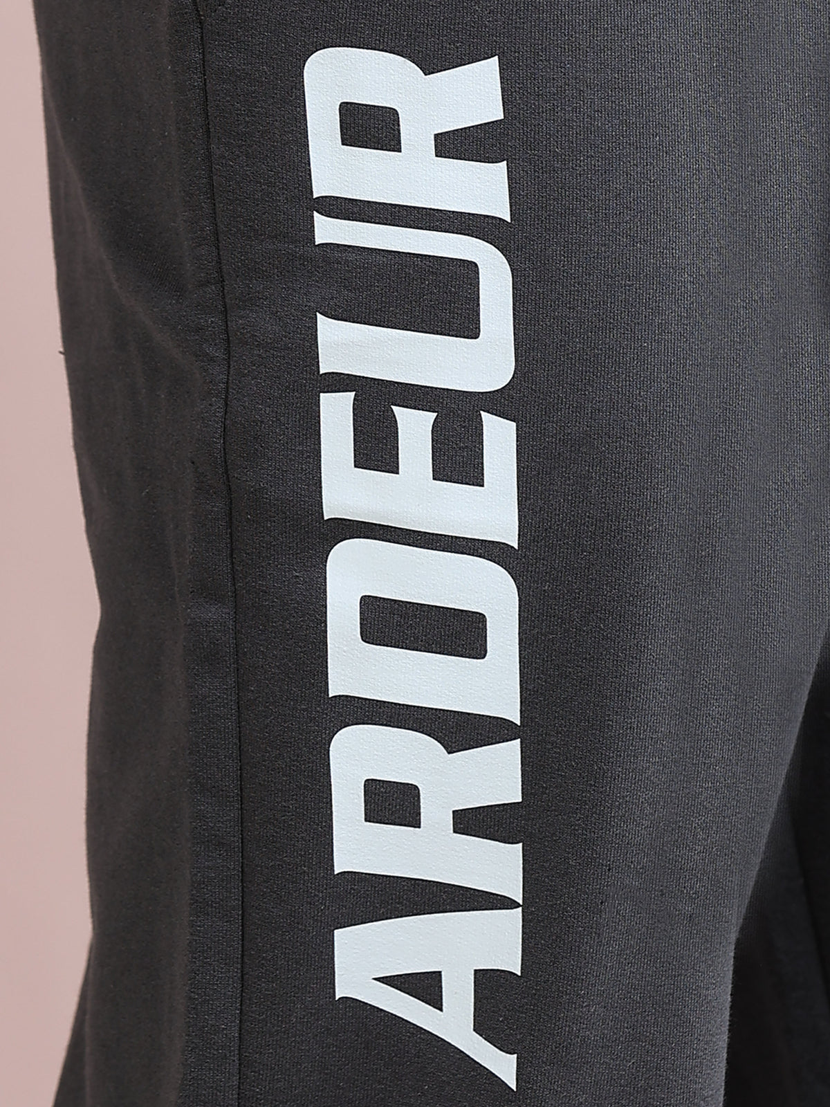 ARDEUR ZEAL IN YOU Men's Relaxed Fit Printed Cotton Blended Track Pants - Steel Grey
