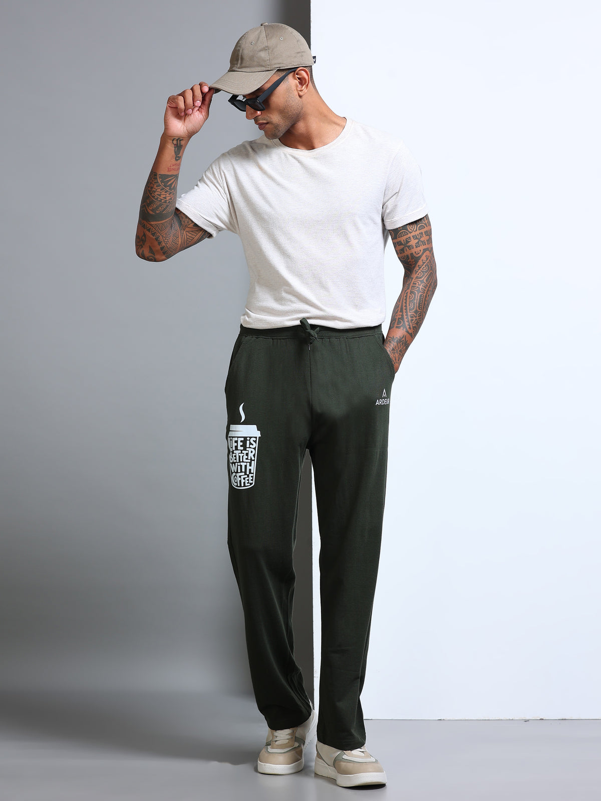ARDEUR Men's Relaxed Fit Track Pants - Olive
