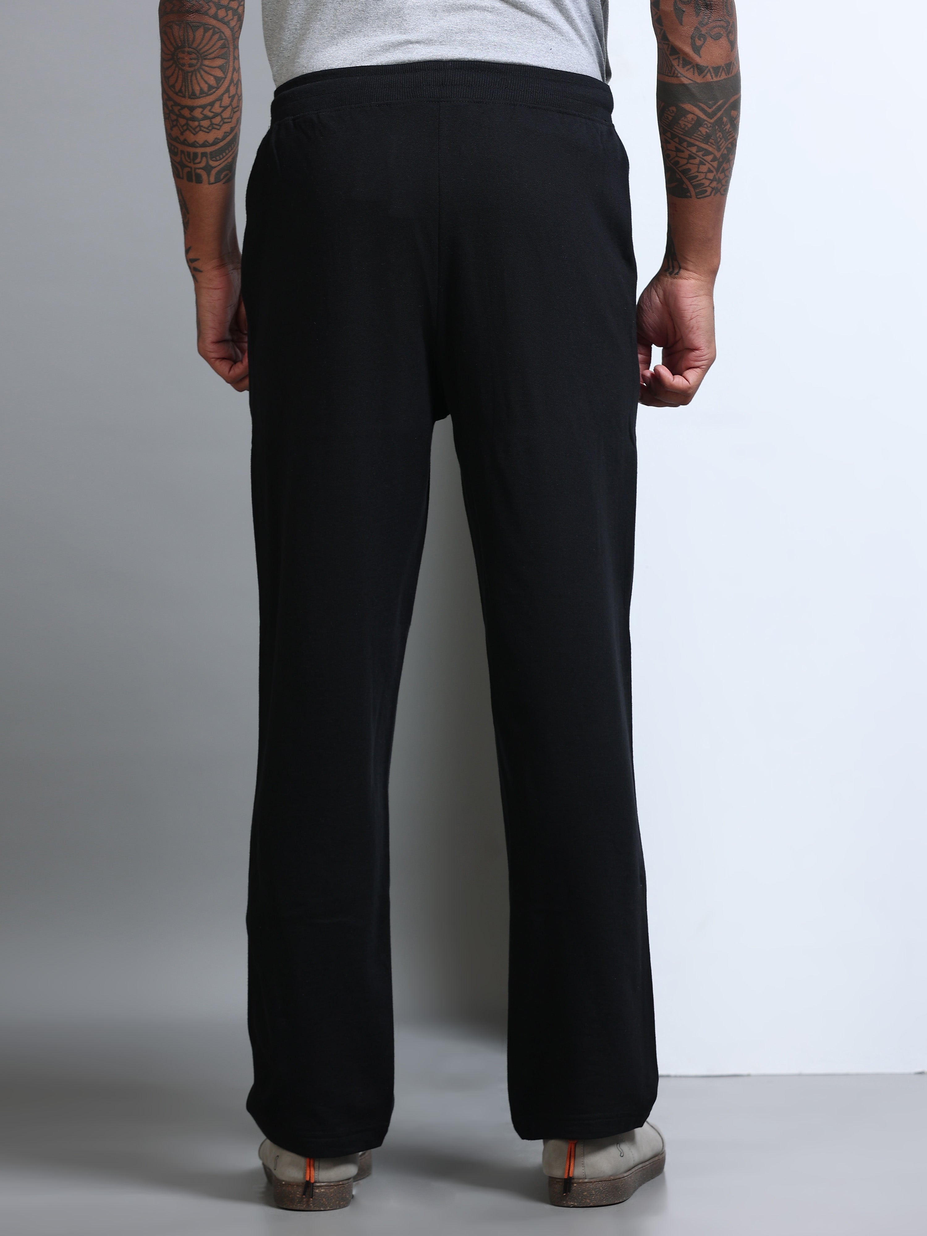 ARDEUR Men's Relaxed Fit Printed Track Pants - Black