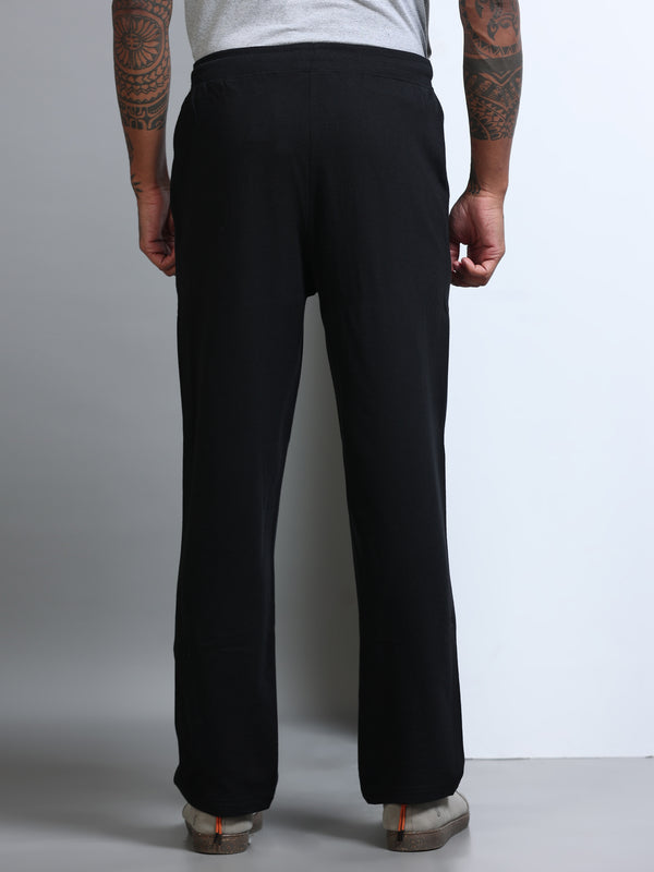 ARDEUR Men's Relaxed Fit Printed Track Pants - Black