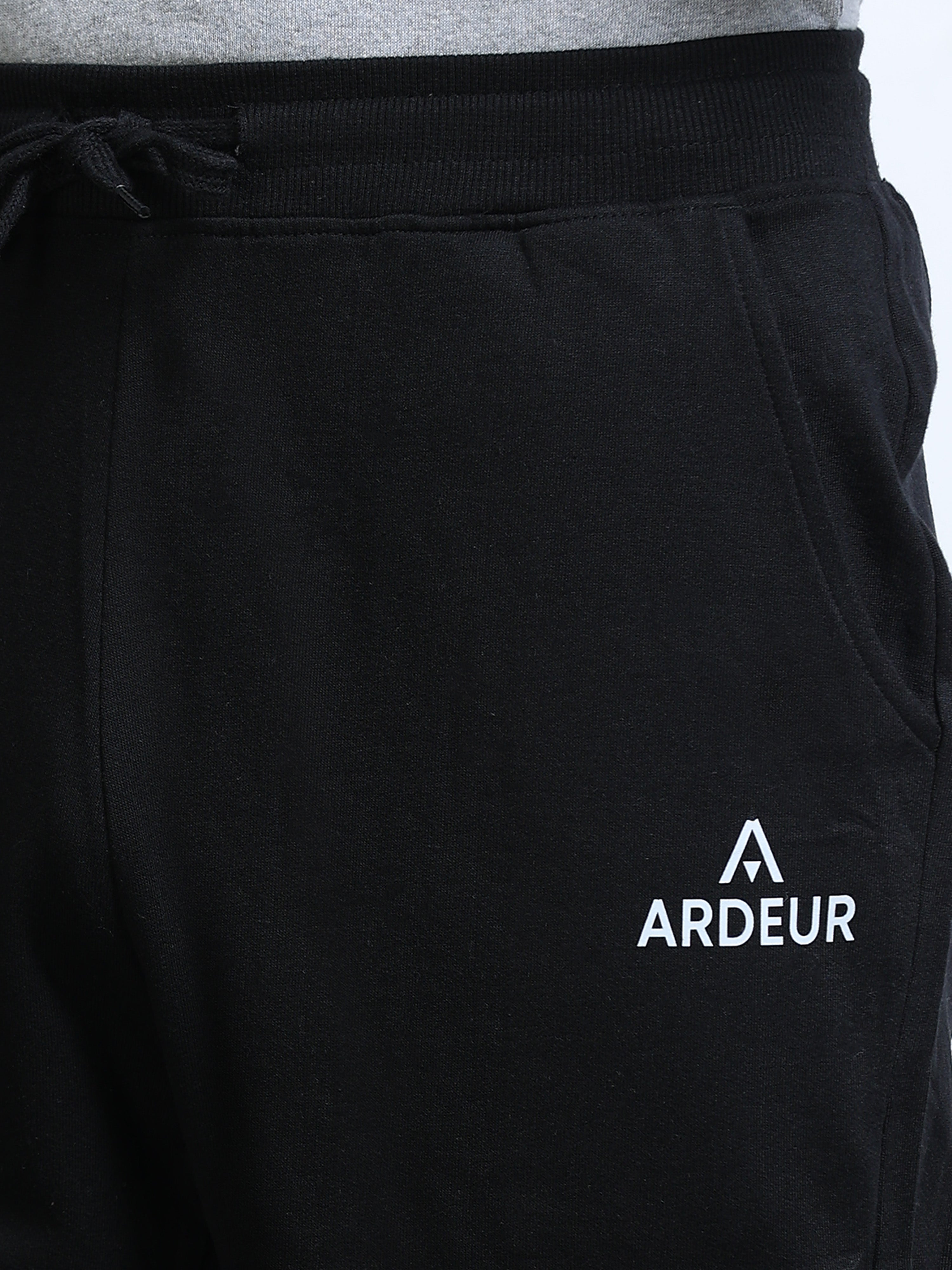 ARDEUR Men's Relaxed Fit Printed Track Pants - Black