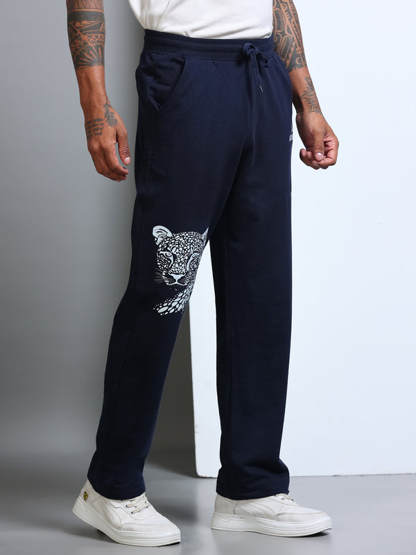 ARDEUR Men's Relaxed Fit Printed Track Pants - Navy