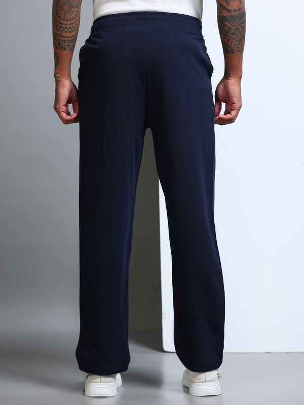ARDEUR Men's Relaxed Fit Printed Track Pants - Navy