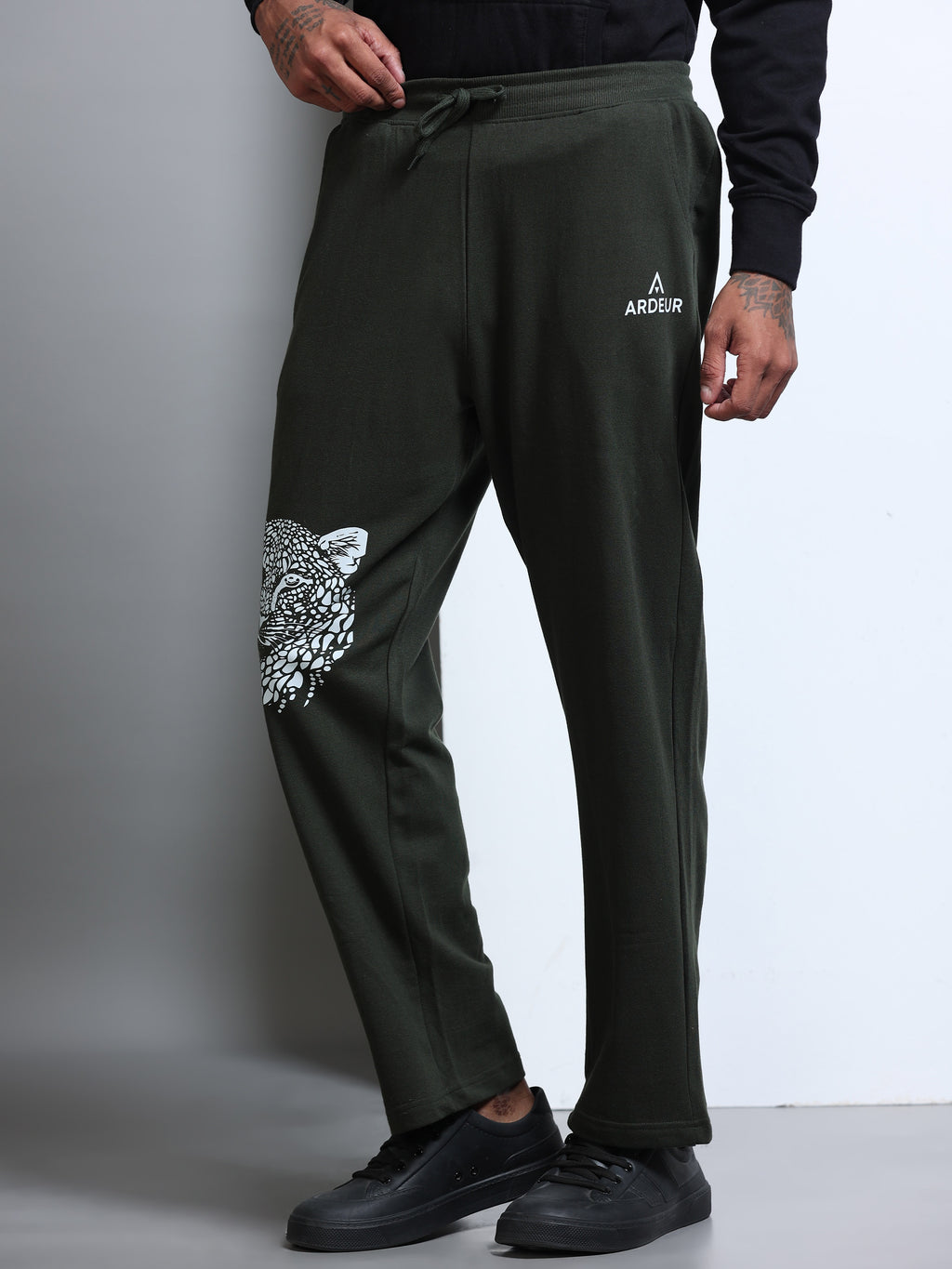 ARDEUR Men's Relaxed Fit Printed Track Pants - Olive
