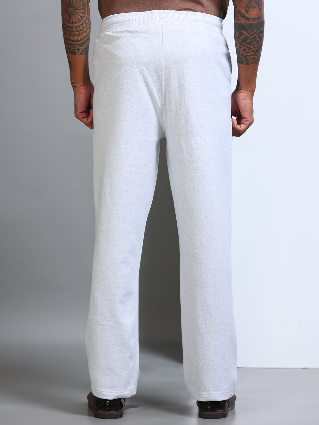 ARDEUR Men's Relaxed Fit Printed Track Pants - White Melange