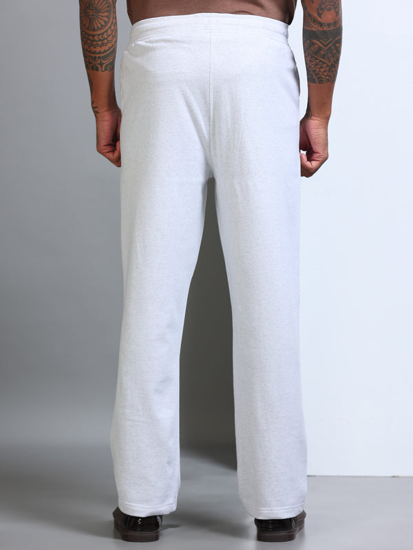 ARDEUR Men's Relaxed Fit Printed Track Pants - White Melange