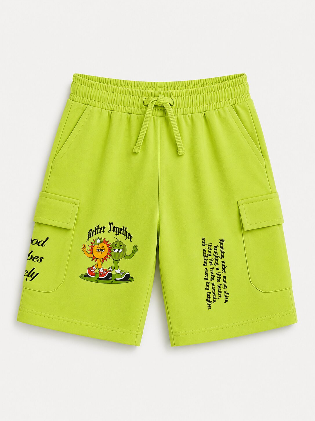 CODEZ Boys Relaxed Fit Printed T-Shirt & Cargo Shorts Set - Deep Teal & Green Glow