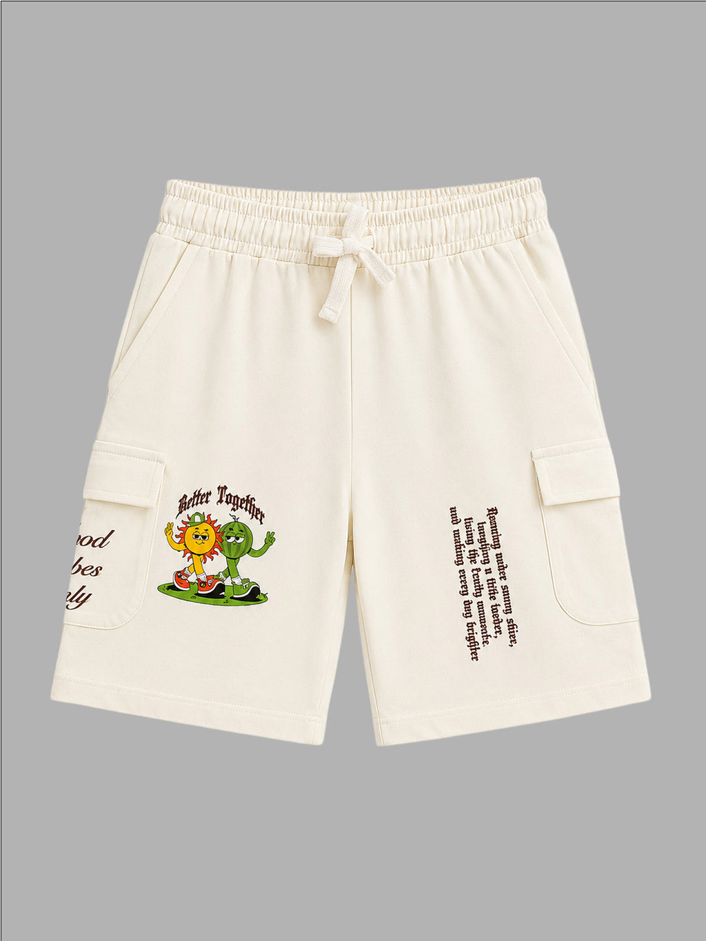 CODEZ Boys Relaxed Fit Printed T-Shirt & Cargo Shorts Set - Powder Blue & Bone White