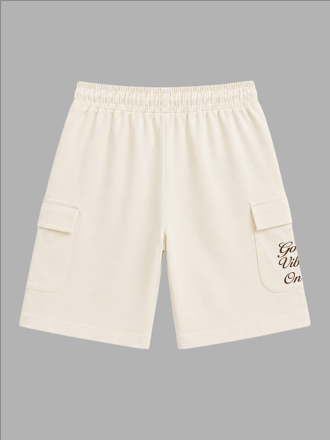 CODEZ Boys Relaxed Fit Printed T-Shirt & Cargo Shorts Set - Powder Blue & Bone White