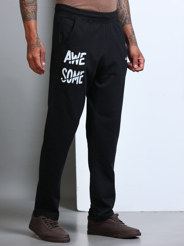 ARDEUR Men's Regular Fit Cotton Blend Track Pants - Black