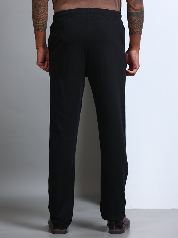 ARDEUR Men's Regular Fit Cotton Blend Track Pants - Black