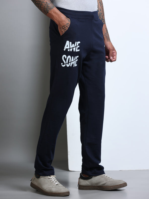ARDEUR Men's Regular Fit Cotton Blend Track Pants - Navy