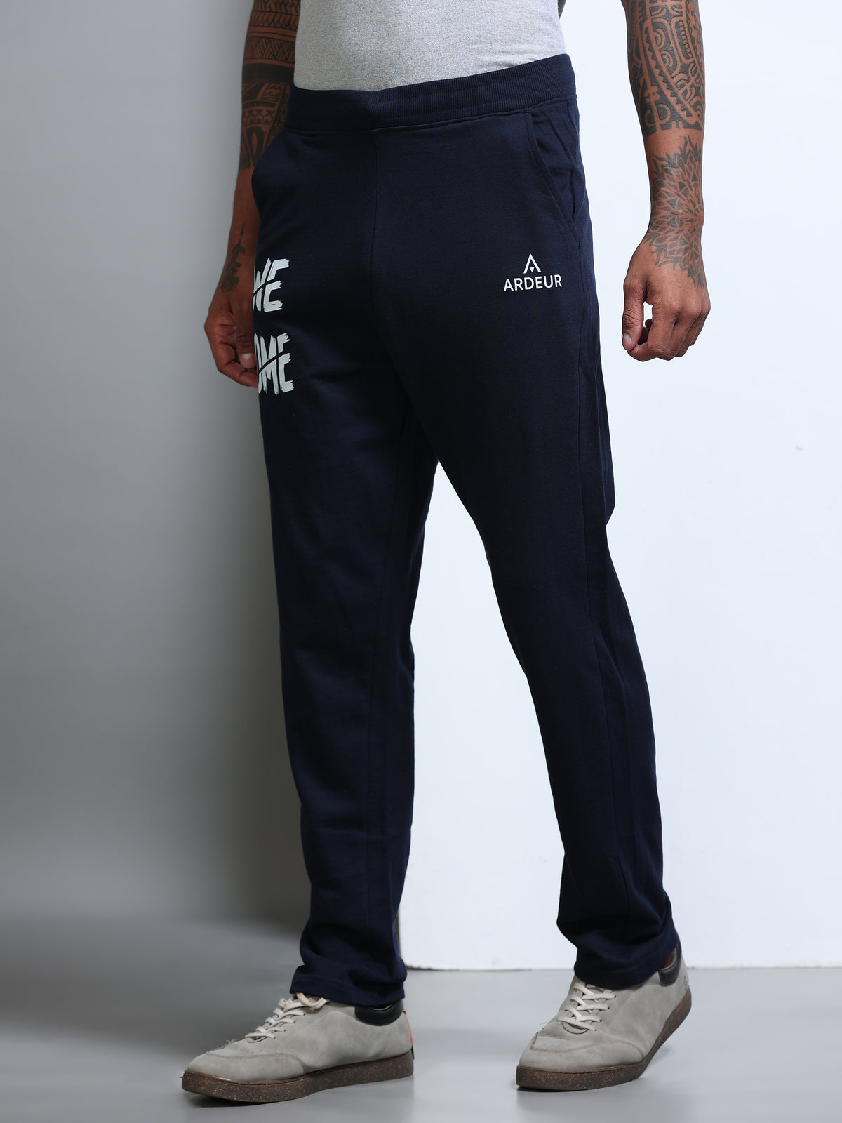 ARDEUR Men's Regular Fit Cotton Blend Track Pants - Navy