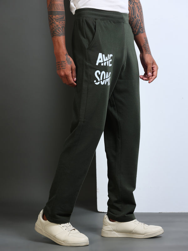 ARDEUR Men's Regular Fit Cotton Blend Track Pants - Olive