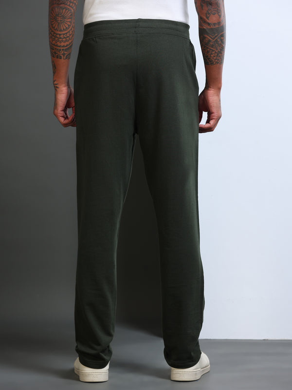 ARDEUR Men's Regular Fit Cotton Blend Track Pants - Olive