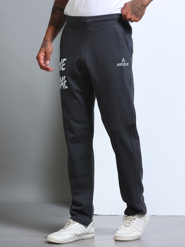 ARDEUR Men's Regular Fit Cotton Blend Track Pants - Steel Grey