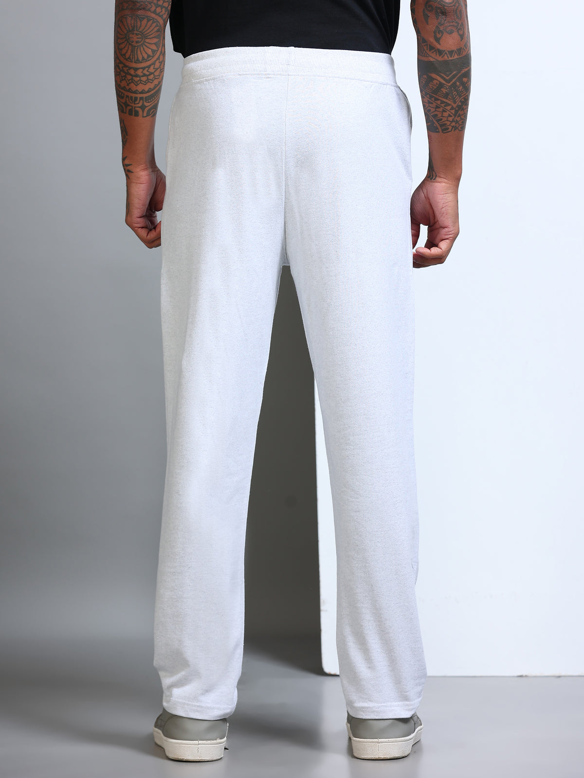 ARDEUR Men's Regular Fit Cotton Blend Track Pants - White