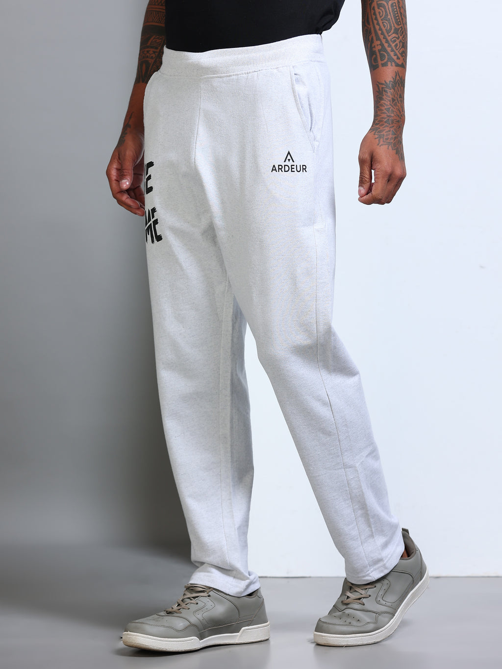ARDEUR Men's Regular Fit Cotton Blend Track Pants - White