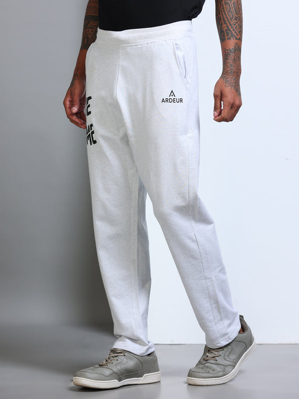 ARDEUR Men's Regular Fit Cotton Blend Track Pants - White