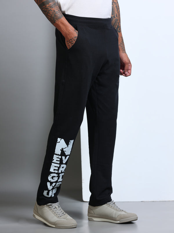 ARDEUR Men's Regular Fit Printed Track Pants - Black
