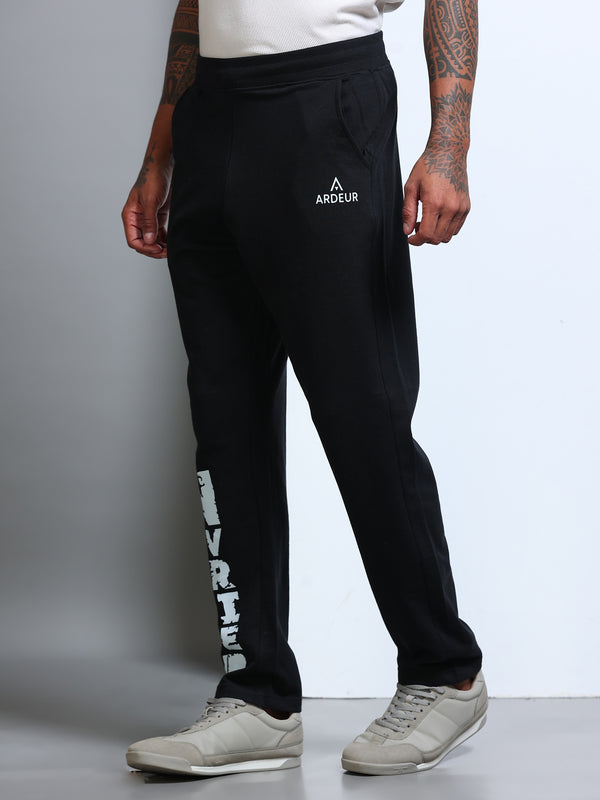 ARDEUR Men's Regular Fit Printed Track Pants - Black