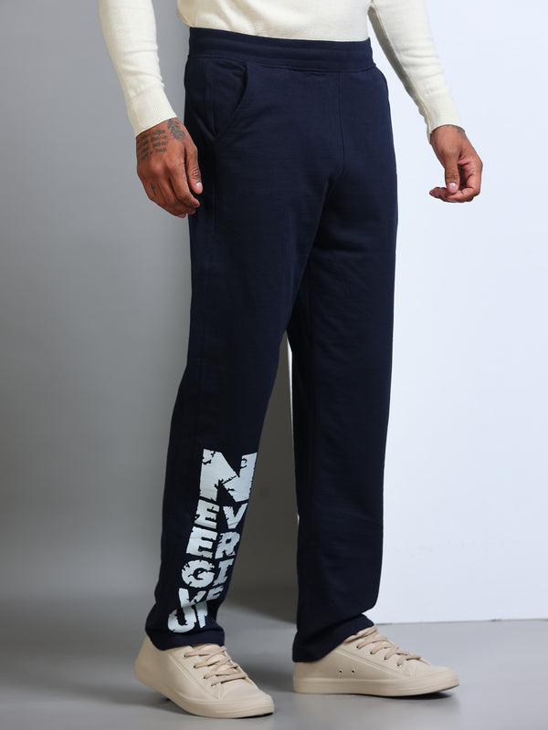 ARDEUR Men's Regular Fit Printed Track Pants - Navy