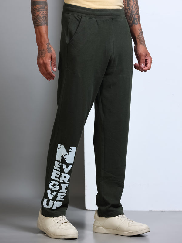 ARDEUR Men's Regular Fit Printed Track Pants - Olive