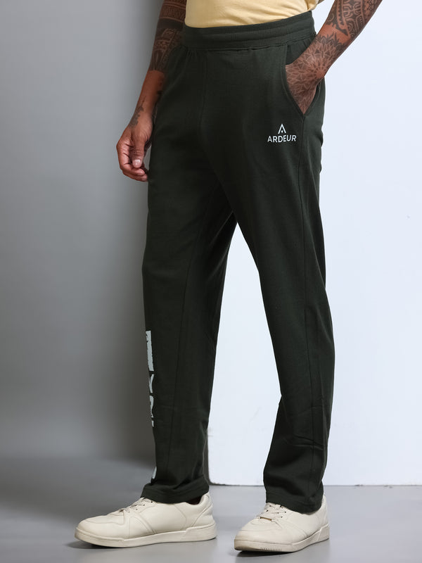 ARDEUR Men's Regular Fit Printed Track Pants - Olive