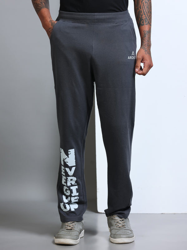 ARDEUR Men's Regular Fit Printed Track Pants - Steel Grey