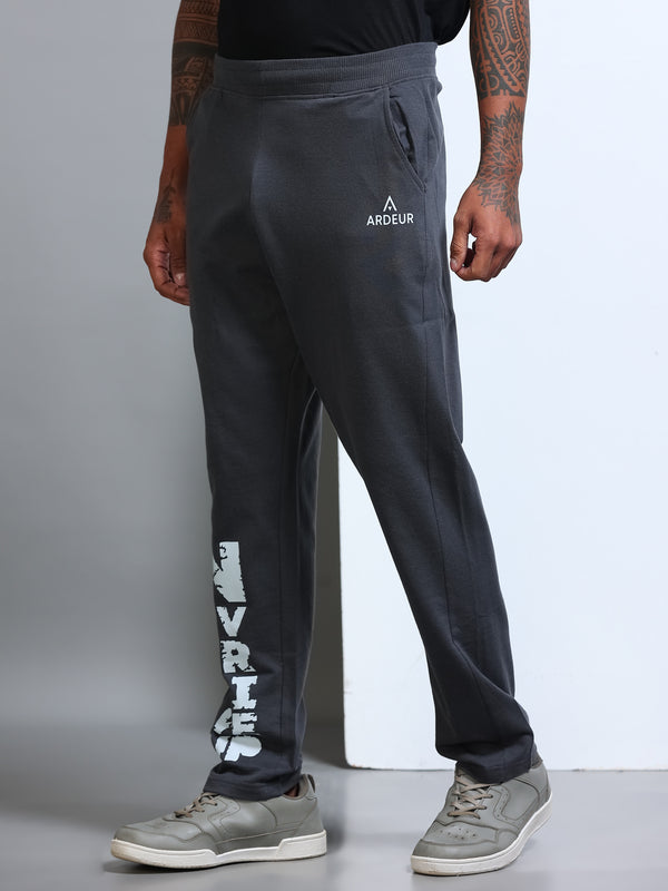 ARDEUR Men's Regular Fit Printed Track Pants - Steel Grey