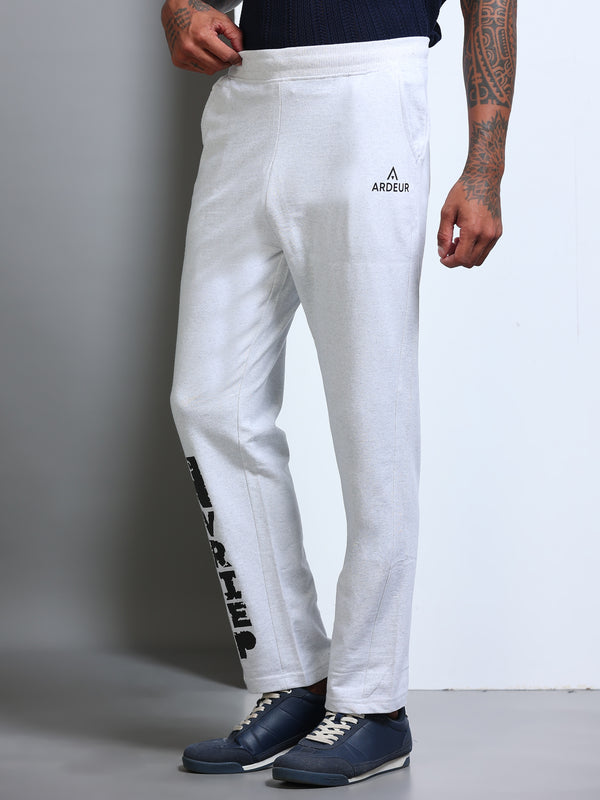 ARDEUR Men's Regular Fit Printed Track Pants - White