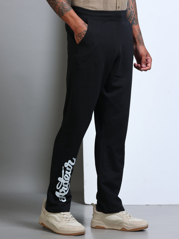 ARDEUR Men's Regular Fit Blended Blend Track Pants - Black