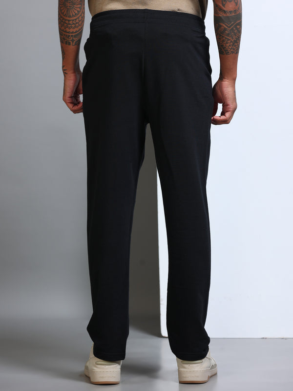 ARDEUR Men's Regular Fit Blended Blend Track Pants - Black
