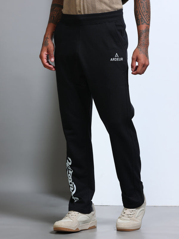 ARDEUR Men's Regular Fit Blended Blend Track Pants - Black