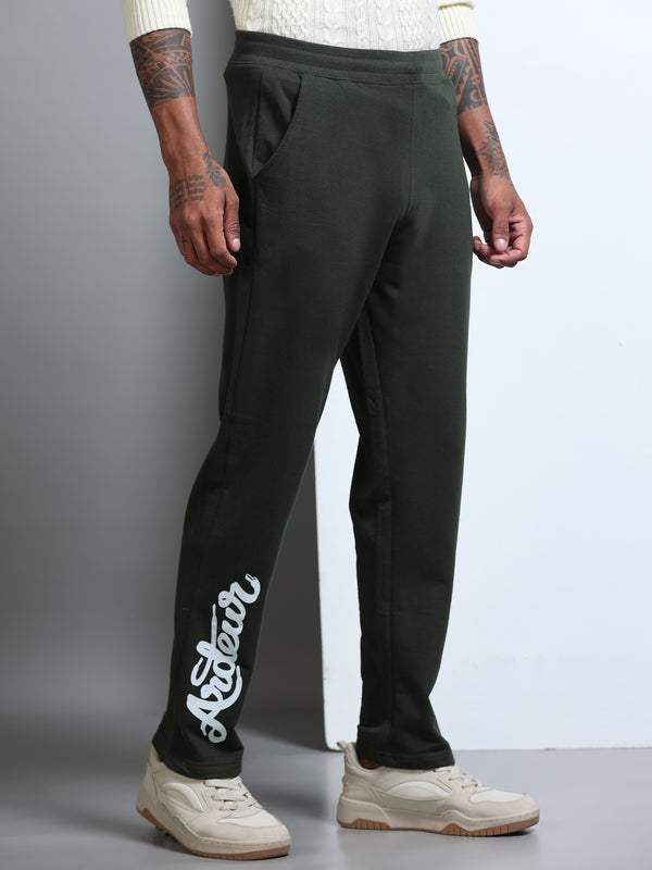 ARDEUR Men's Regular Fit Blended Blend Track Pants - Olive