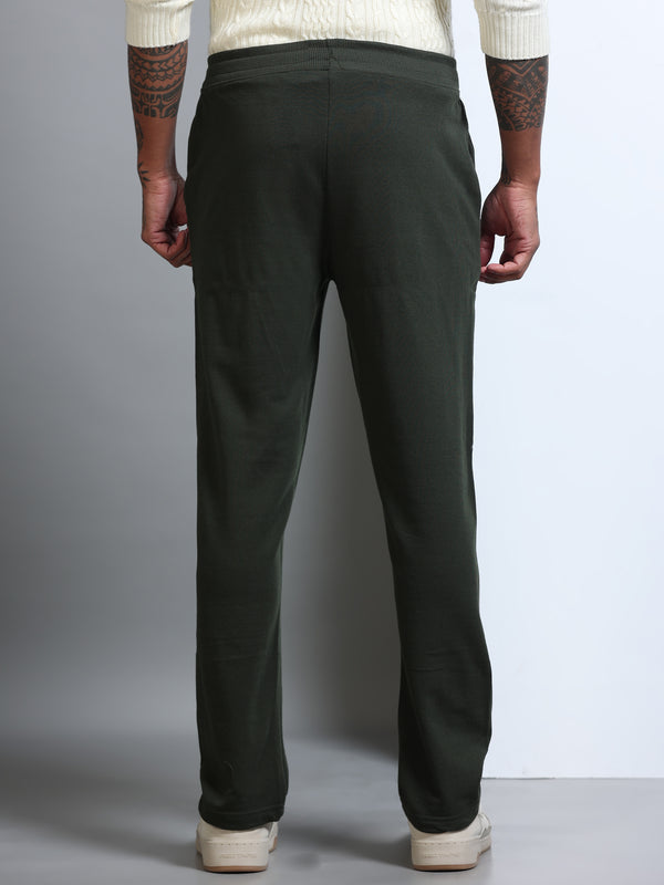 ARDEUR Men's Regular Fit Blended Blend Track Pants - Olive