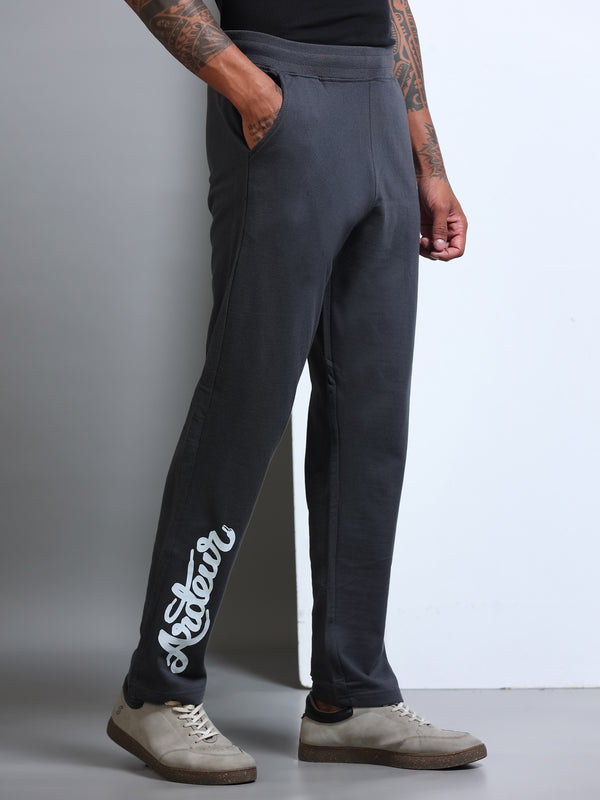 ARDEUR Men's Regular Fit Blended Blend Track Pants - Steel Grey
