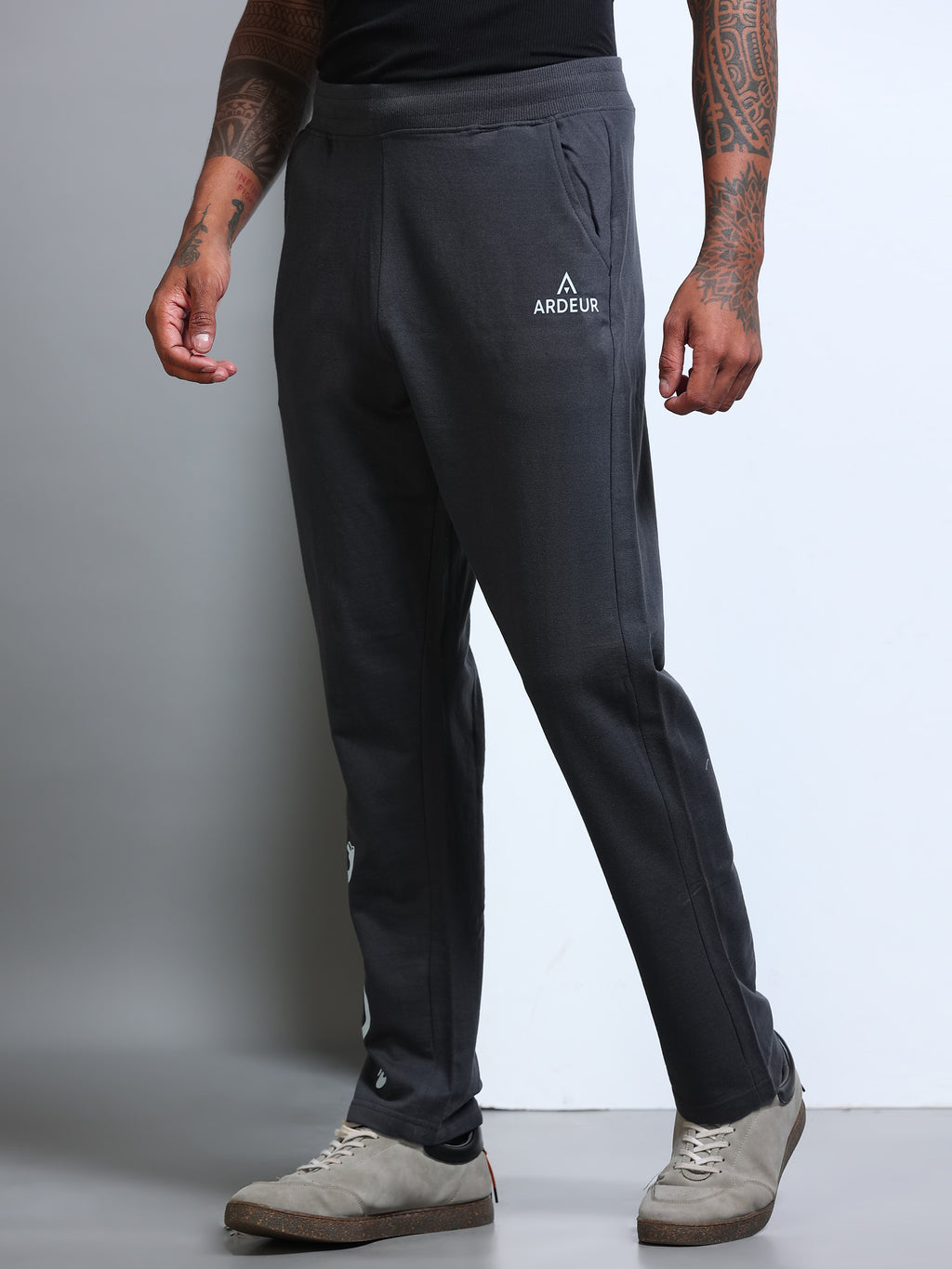 ARDEUR Men's Regular Fit Blended Blend Track Pants - Steel Grey
