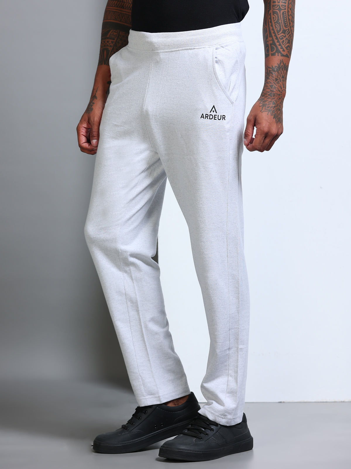 ARDEUR Men's Regular Fit Blended Blend Track Pants - White