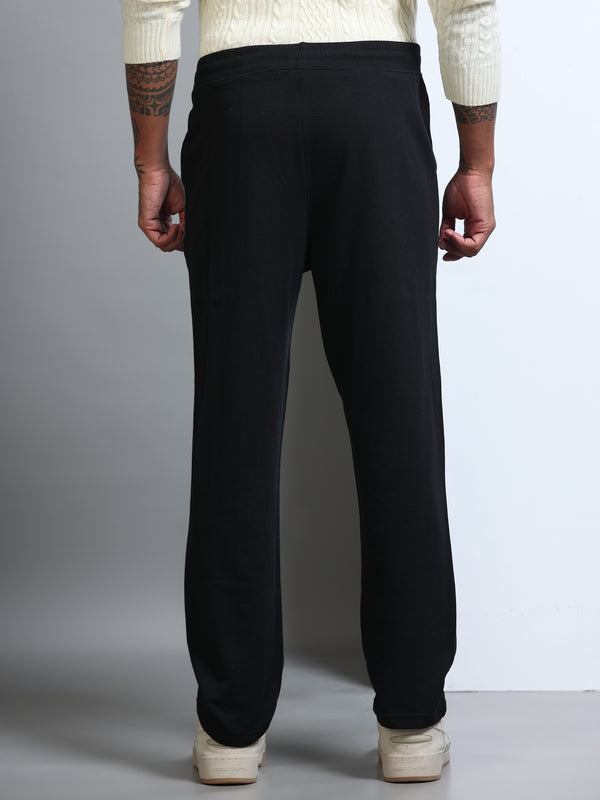 ARDEUR Men's Regular Fit Typography Track Pants - Black